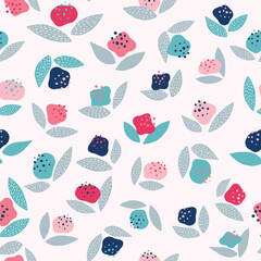 Cute abstract floral vector seamless pattern
