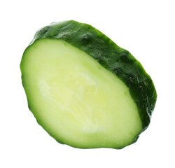 Slice of fresh cucumber on white background