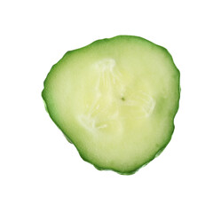 Slice of fresh cucumber on white background