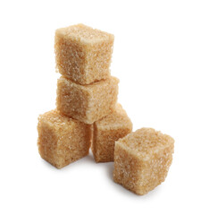 Cubes of brown sugar isolated on white