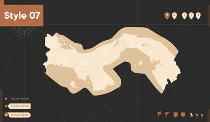 Panama - map in vintage style, retro style, sepia, vintage. Vector map.
