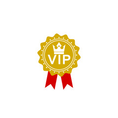Gold VIP badge icon isolated on white background