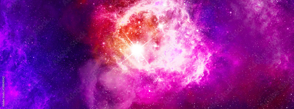 Wall mural space background with realistic nebula and shining stars. abstract scientific background with nebula