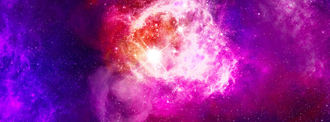 Space background with realistic nebula and shining stars. Abstract scientific background with...