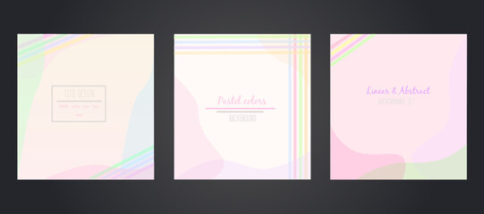 Cute pastel abstract backgrounds set.