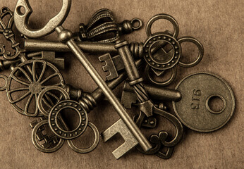 image of old key paper background 