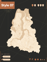 Yamal Nenets Autonomous Area, Russia - map in vintage style, retro style, sepia, vintage. Vector map.