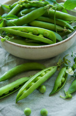 Bowl with sweet pea pods