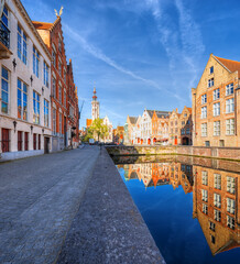 Traditional medieval architecture in the old town of Bruges (Brugge), Belgium