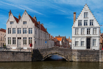 Traditional medieval architecture in the old town of Bruges (Brugge), Belgium
