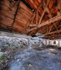 Fototapeta na wymiar interior of old abandoned buildind in Losinj town, Croatia.