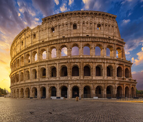 Coliseum or Flavian Amphitheatre (Amphitheatrum Flavium or Colosseo), Rome, Italy. - 518844906