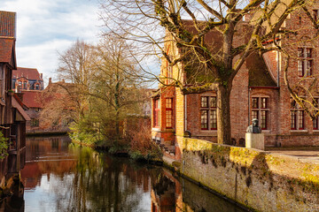 Traditional medieval architecture in the old town of Bruges (Brugge), Belgium