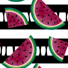 Summer fruit seamless watermelon cartoon slice pattern for clothes print and wrapping and fabrics and kids