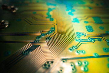 Technology background with circuit board. Electronic computer hardware technology. Motherboard digital chip. Tech science texture.