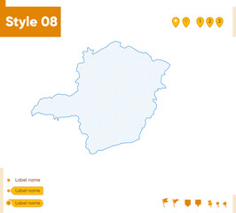Minas Gerais, Brazil - grid map isolated on white background. Outline map. Simple line, vector map.