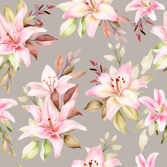 hand drawn lily seamless pattern design