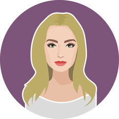 Attractive woman portrait in simple flat style. Avatar for social media. Blonde girl with makeup on