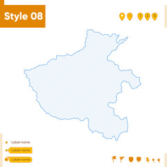 Henan, China - grid map isolated on white background. Outline map. Simple line, vector map.