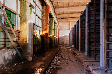 Fototapeta na wymiar Old abandoned ruined brick factory