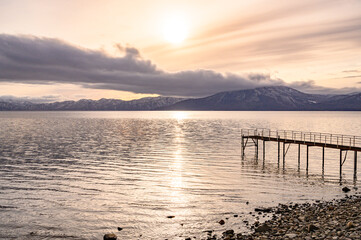 Obraz premium 北海道 支笏湖の夕景