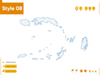 Maluku, Indonesia - grid map isolated on white background. Outline map. Simple line, vector map.