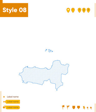 Central Java, Indonesia - grid map isolated on white background. Outline map. Simple line, vector map.