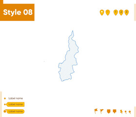West Sulawesi, Indonesia - grid map isolated on white background. Outline map. Simple line, vector map.