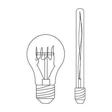 Light bulb icon. Vector doodle illustration of an incandescent light bulb. Energy saving light bulb