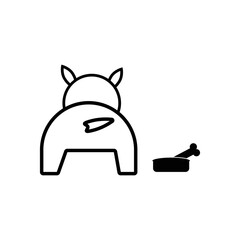 Dog back view and tail and bowl with bone icon eps ten