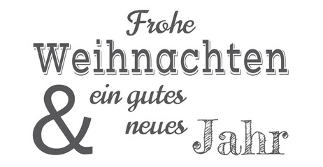 Frohe Weihnachten und ein gutes neues Jahr Kalligrafie. Text für Grußkarte in verschiedenen Schriften. Deutsch