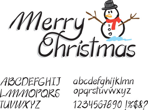 lettering merry christmas handwritting free style vector illustration