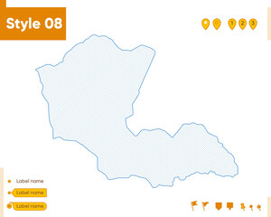 Obraz premium Dornod, Mongolia - grid map isolated on white background. Outline map. Simple line, vector map.