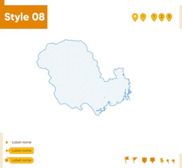 Obraz premium Vestfold Og Telemark, Norway - grid map isolated on white background. Outline map. Simple line, vector map.