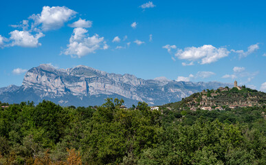 magnificent view of mountains seen over and beyond the Parque natural de la Sierra y los Cañones de Guara, Spain