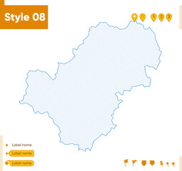 Kaluga Region, Russia - grid map isolated on white background. Outline map. Simple line, vector map.