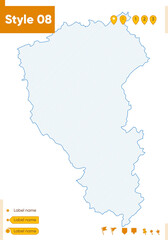 Kemerovo Region, Russia - grid map isolated on white background. Outline map. Simple line, vector map.