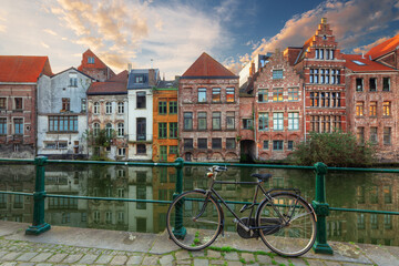 Traditional medieval architecture in the old town of Ghent, Belgium