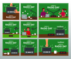 World radio day illustration background and banner