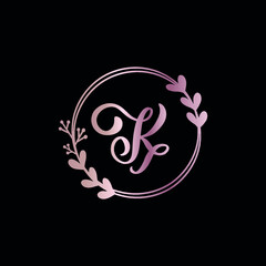 K LETTER LOGO DESIGN FLOWE DECORATIVE LETTER LOGO