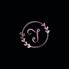 J letter logo design flower leaf logo