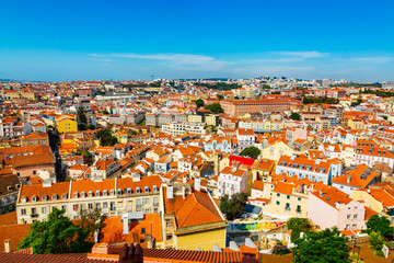 Fototapeta premium Panorama of Lisbon old town viewed from Miradouro da Graca observation point, Portugal