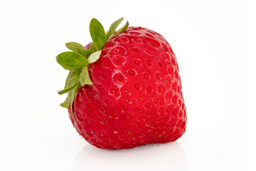 Close-up of strawberries on a white background