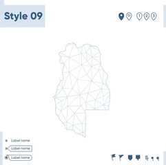 Mendoza, Argentina - white low poly map, polygonal map. Outline map. Vector illustration.