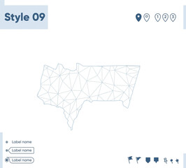Tarija, Bolivia - white low poly map, polygonal map. Outline map. Vector illustration.