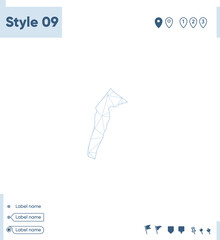 South East, Botswana - white low poly map, polygonal map. Outline map. Vector illustration.