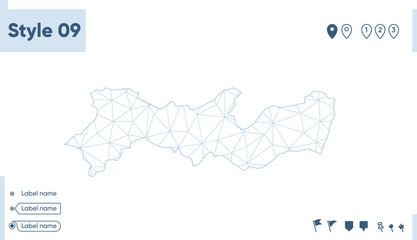Pernambuco, Brazil - white low poly map, polygonal map. Outline map. Vector illustration.