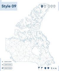 Canada - white low poly map, polygonal map. Outline map. Vector illustration.