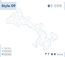 Gansu, China - white low poly map, polygonal map. Outline map. Vector illustration.
