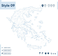 Greece - white low poly map, polygonal map. Outline map. Vector illustration.